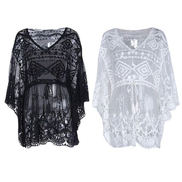 women sheer bikini cover up floral lace tassel drawstring loose beach dress q1ff one-piece suits
women sheer bikini cover up floral lace tassel drawstring loose beach dress q1ff one-piece suits
