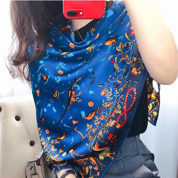 scarves army green luxury silk scarf women printed bird 100% real twill wrap foulard shawl 110 cm square bandana lady gift, Blue;gray
scarves army green luxury silk scarf women printed bird 100% real twill wrap foulard shawl 110 cm square bandana lady gift, Blue;gray