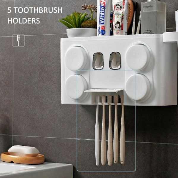 bathroom storage & organization multi-function toothbrush holder automatic toothpaste dispenser with cup wall mount toiletries rack accessor
bathroom storage & organization multi-function toothbrush holder automatic toothpaste dispenser with cup wall mount toiletries rack accessor