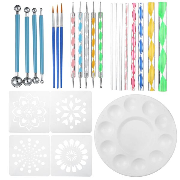 25pcs/set mandala dotting tools rock painting kits dot art pen paint stencil, Silver
25pcs/set mandala dotting tools rock painting kits dot art pen paint stencil, Silver