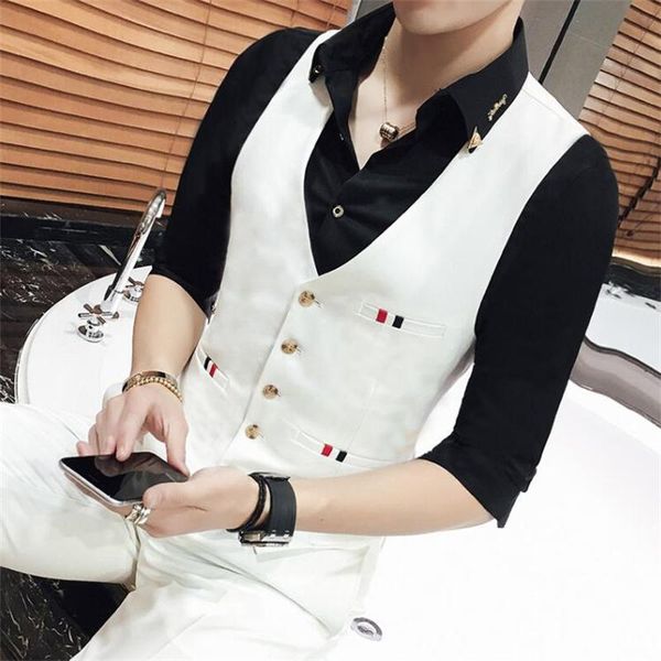 men's vests 2021 spring men fashion boutique quality wedding dress waistcoat suits vest business grid slim v-neck, Black;white
men's vests 2021 spring men fashion boutique quality wedding dress waistcoat suits vest business grid slim v-neck, Black;white