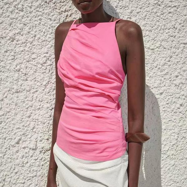 za pink halter collar womens camis spaghetti strap sleeveless backless slim blouses female chic cd8114, White
za pink halter collar womens camis spaghetti strap sleeveless backless slim blouses female chic cd8114, White