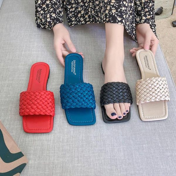 women's flat casual slippers women fashion weave square toe comfortable slides summer beach shoes ladies leisure footwear, Black
women's flat casual slippers women fashion weave square toe comfortable slides summer beach shoes ladies leisure footwear, Black