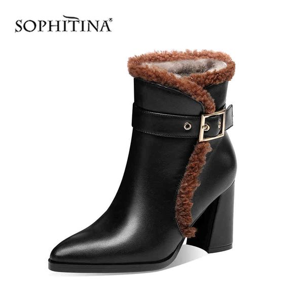 sophitina fashion woman boots comfortable warmth temperament genuine leather shoes pointed toe solid ankle boots po267 210513, Black
sophitina fashion woman boots comfortable warmth temperament genuine leather shoes pointed toe solid ankle boots po267 210513, Black