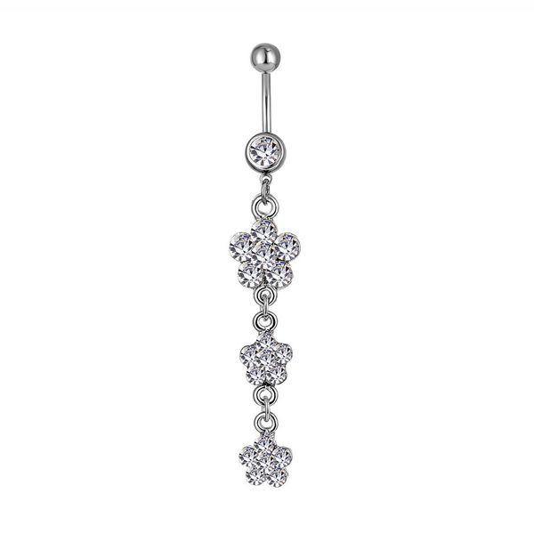 d0342 flower belly navel button ring, Silver
d0342 flower belly navel button ring, Silver