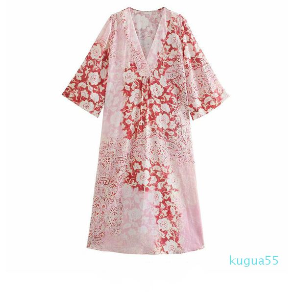 casual dresses summer women fashion red floral printed midi dress lady loose v neck a line long female chic vestidos, Black;gray
casual dresses summer women fashion red floral printed midi dress lady loose v neck a line long female chic vestidos, Black;gray