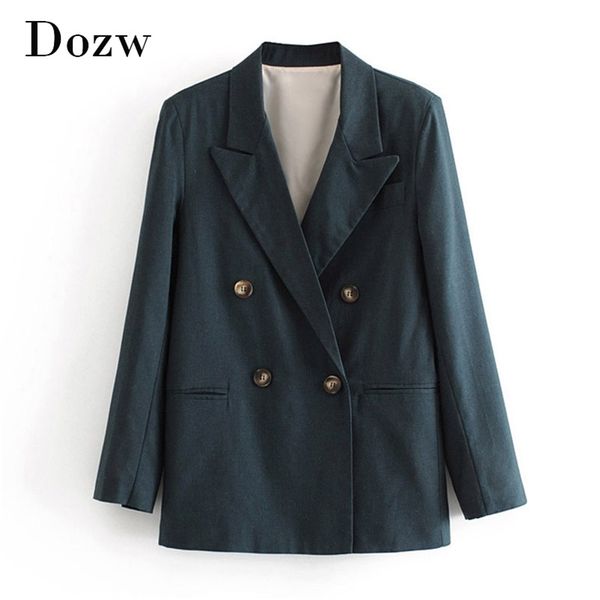 women long sleeve casual suit blazer office wear double breasted solid jacket coat female notched collar ladies blazers 210515, White;black
women long sleeve casual suit blazer office wear double breasted solid jacket coat female notched collar ladies blazers 210515, White;black