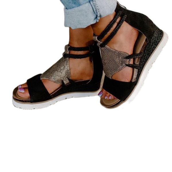 sandals summer fashion casual wedge heel open toe fish mouth foreign trade roman style women, Black
sandals summer fashion casual wedge heel open toe fish mouth foreign trade roman style women, Black