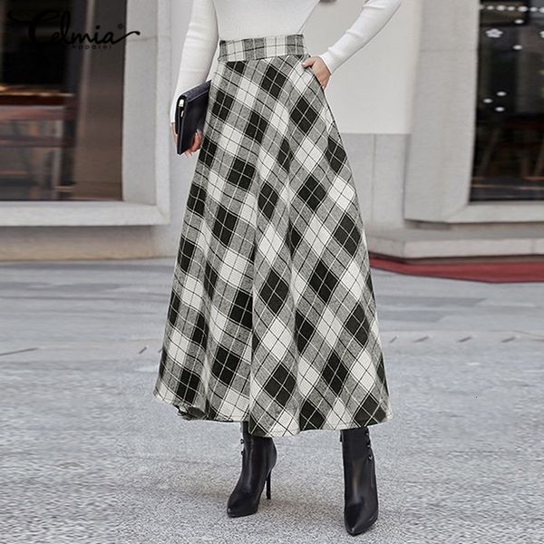 skirt plus size celmia 2021 fashion plaid long vintage women casual skirt ladies party loose a-line maxi skirts 5xl, Black
skirt plus size celmia 2021 fashion plaid long vintage women casual skirt ladies party loose a-line maxi skirts 5xl, Black