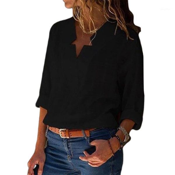 women shirt solid color spring autumn fashion v-neck irregular plaid long sleeve female clothes women's blouses & shirts, White
women shirt solid color spring autumn fashion v-neck irregular plaid long sleeve female clothes women's blouses & shirts, White