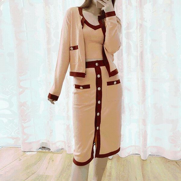 women's sweaters core-spun cardigan long-sleeved jacket + suspender short vest split half skirt a-line hip three-piece suit, White;black
women's sweaters core-spun cardigan long-sleeved jacket + suspender short vest split half skirt a-line hip three-piece suit, White;black