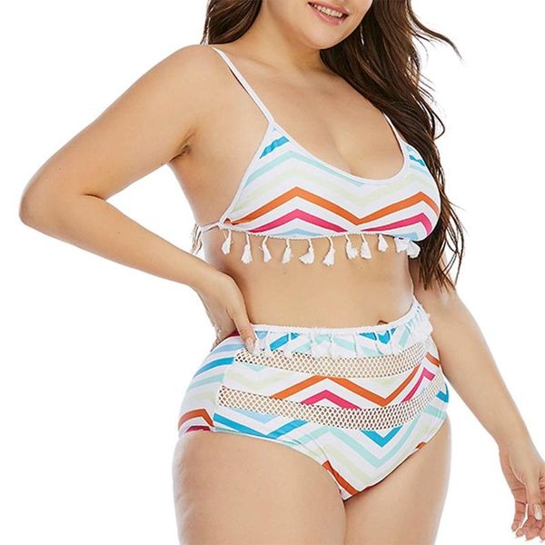 one-piece suits women plus size 2pcs bikini set rainbow wavy striped tassels mesh beach swimsuit
one-piece suits women plus size 2pcs bikini set rainbow wavy striped tassels mesh beach swimsuit