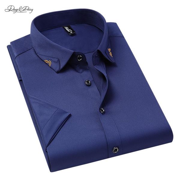 men shirt summer short sleeve no-iron dress solid color turn-down collar with emboridery regular fit da458 men's casual shirts, White;black
men shirt summer short sleeve no-iron dress solid color turn-down collar with emboridery regular fit da458 men's casual shirts, White;black