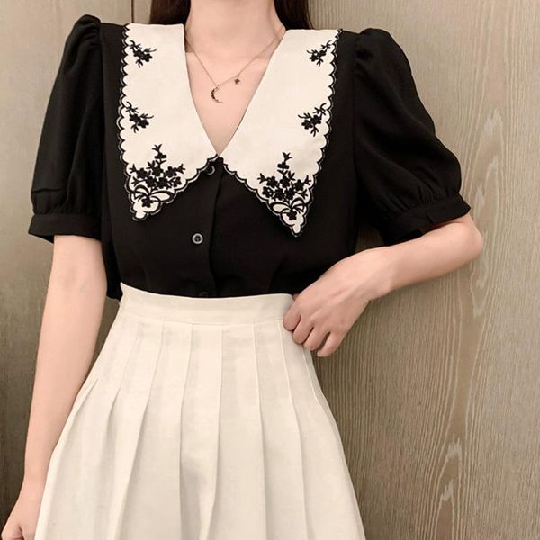 women's blouses & shirts sannian women 2021 summer korea shirt clothes short sleeve embroidered, White
women's blouses & shirts sannian women 2021 summer korea shirt clothes short sleeve embroidered, White
