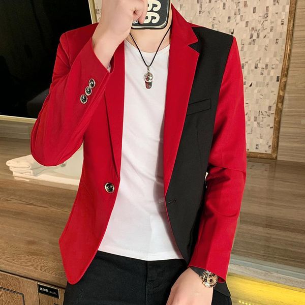 men's suits & blazers 2021 autumn fashion splicing small suit korean style slim oversized single breasted men clothing, White;black
men's suits & blazers 2021 autumn fashion splicing small suit korean style slim oversized single breasted men clothing, White;black