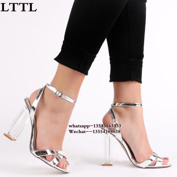 women sandals summer ankle strap transparent high heel gladiator open toe silver/gold clear dress, Black
women sandals summer ankle strap transparent high heel gladiator open toe silver/gold clear dress, Black