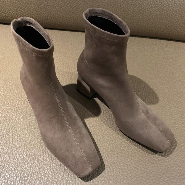 boots women's thick high heel square toe autumn ankle stretch flock slip-on soft comfortable short booties quality shoes, Black
boots women's thick high heel square toe autumn ankle stretch flock slip-on soft comfortable short booties quality shoes, Black