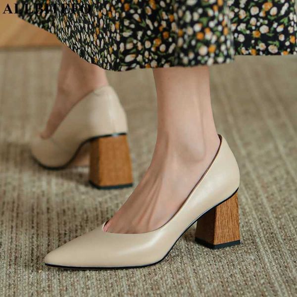 allbitefo wood grain thick heel design soft genuine leather high heels women pumps fashion women heels party wedding shoes 210611, Black
allbitefo wood grain thick heel design soft genuine leather high heels women pumps fashion women heels party wedding shoes 210611, Black