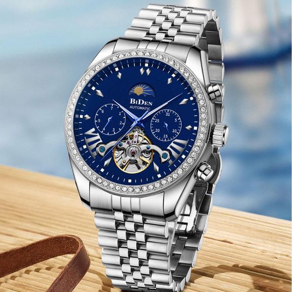 wristwatches business mens automatic mechanical watch classic silver stainless steel male valentine's day gift moon phase week display, Slivery;brown
wristwatches business mens automatic mechanical watch classic silver stainless steel male valentine's day gift moon phase week display, Slivery;brown