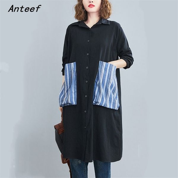 long sleeve plus size cotton linen vintage for women casual loose midi autumn shirt dress elegant clothes ladies dresses 210517, Black;gray
long sleeve plus size cotton linen vintage for women casual loose midi autumn shirt dress elegant clothes ladies dresses 210517, Black;gray