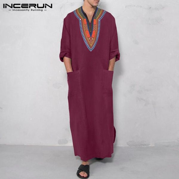 men printing muslim kaftan islamic arabic robes casual long sleeve v neck jubba thobe middle east dubai caftan s-5xl ethnic clothing, Red
men printing muslim kaftan islamic arabic robes casual long sleeve v neck jubba thobe middle east dubai caftan s-5xl ethnic clothing, Red