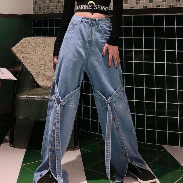 harajuku hip hop 2021 autumn patchwork button cargo belt handsome casual jeans boyfriend slit trousers wide leg pants women's, Blue
harajuku hip hop 2021 autumn patchwork button cargo belt handsome casual jeans boyfriend slit trousers wide leg pants women's, Blue