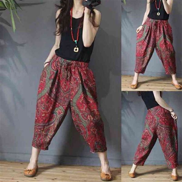 summer arts style women elastic waist ankle-length loose pants vintage print cotton linen harem plus size m178 210512, Black;white
summer arts style women elastic waist ankle-length loose pants vintage print cotton linen harem plus size m178 210512, Black;white