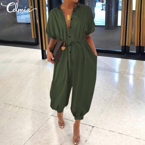 jacket women 2021 fashion jumpsuits celmia casual cargo loose buttons rompers short sleeve harem pants overalls femme plus size, Black;brown
jacket women 2021 fashion jumpsuits celmia casual cargo loose buttons rompers short sleeve harem pants overalls femme plus size, Black;brown