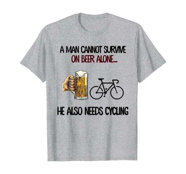 a man cannot survive on beer alone he also needs cycling t-shirt, White;black
a man cannot survive on beer alone he also needs cycling t-shirt, White;black