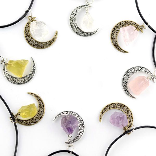 pendant necklaces raw natural stone necklace amethyst star moon chakra bohemia gift jewelry for women, Silver
pendant necklaces raw natural stone necklace amethyst star moon chakra bohemia gift jewelry for women, Silver