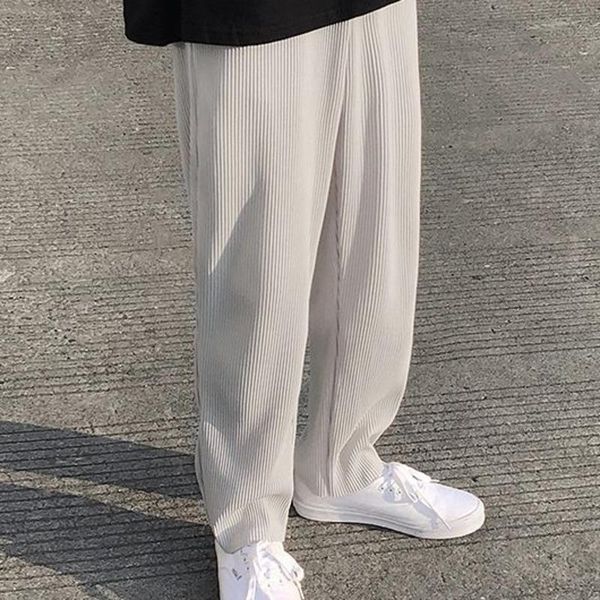 pleated straight pants men's fashion solid color elastic waist casual pants men streetwear loose japanese ice silk trousers mens, Black
pleated straight pants men's fashion solid color elastic waist casual pants men streetwear loose japanese ice silk trousers mens, Black
