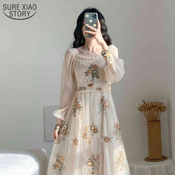 french floral embroidery party dress long sleeve mesh embroided es lantern sweet high waist vestido 10120 210508, Black;gray
french floral embroidery party dress long sleeve mesh embroided es lantern sweet high waist vestido 10120 210508, Black;gray