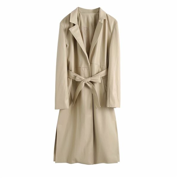 elegant women leather trench coat autumn fashion ladies v-neck sashes streetwear female beige girls chic 210427, Tan;black
elegant women leather trench coat autumn fashion ladies v-neck sashes streetwear female beige girls chic 210427, Tan;black