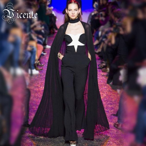women's jumpsuits & rompers vicente 2021 chic black jumpsuit geometric design v-neck with cloak pockets belt celebrity party women, Black;white
women's jumpsuits & rompers vicente 2021 chic black jumpsuit geometric design v-neck with cloak pockets belt celebrity party women, Black;white