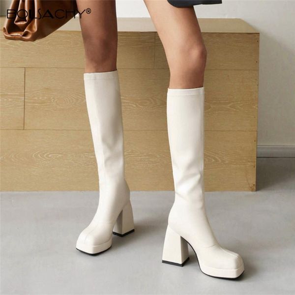 boots woman gogo knee high classic square toe platform heel long pu leather slip-on party dress shoes, Black
boots woman gogo knee high classic square toe platform heel long pu leather slip-on party dress shoes, Black