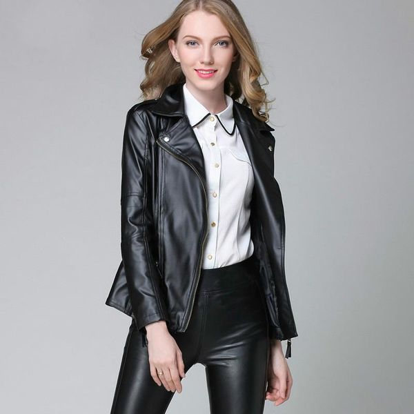 women's leather & faux spring autumn women pu jacket long sleeve slim short coat basic zippers outwear 2021, Black
women's leather & faux spring autumn women pu jacket long sleeve slim short coat basic zippers outwear 2021, Black