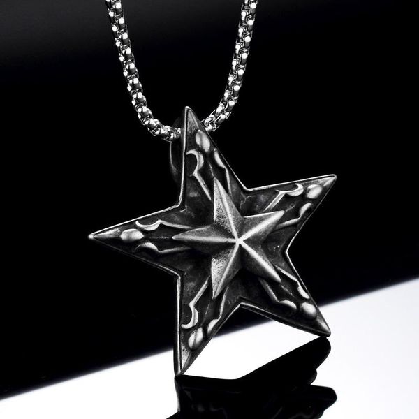 retro trendy jewelry titanium steel distressed five-pointed star personality punk pendant stainless necklaces, Silver
retro trendy jewelry titanium steel distressed five-pointed star personality punk pendant stainless necklaces, Silver
