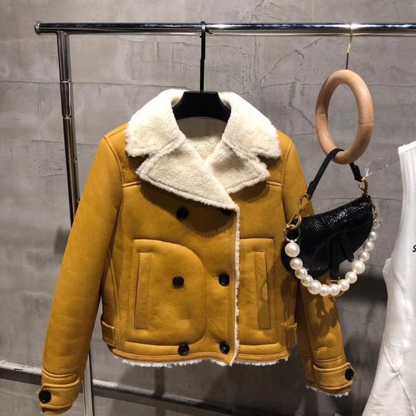 women's leather & faux ladies shearling jacket women genuine lambskin thick and warm sheepskin outwear, Black
women's leather & faux ladies shearling jacket women genuine lambskin thick and warm sheepskin outwear, Black