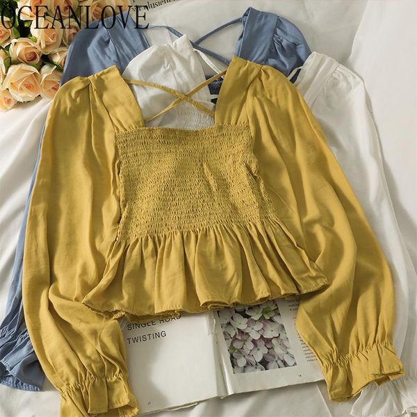 women's blouses & shirts oceanlove puff sleeve women solid ruffles autumn short blusas feminina korean sweet slim retro ropa mujer, White
women's blouses & shirts oceanlove puff sleeve women solid ruffles autumn short blusas feminina korean sweet slim retro ropa mujer, White