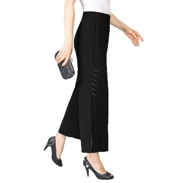 women trousers spring summer thin wide leg pants high waist large size 5xl loose nine points chiffon mother dress women's & capris, Black;white
women trousers spring summer thin wide leg pants high waist large size 5xl loose nine points chiffon mother dress women's & capris, Black;white