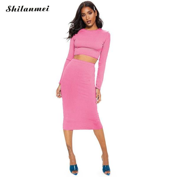 casual dresses 2021 autumn ribbed two-pieces dress women long sleeve slim bandage candy color pink party bodycon midi mujer, Black;gray
casual dresses 2021 autumn ribbed two-pieces dress women long sleeve slim bandage candy color pink party bodycon midi mujer, Black;gray