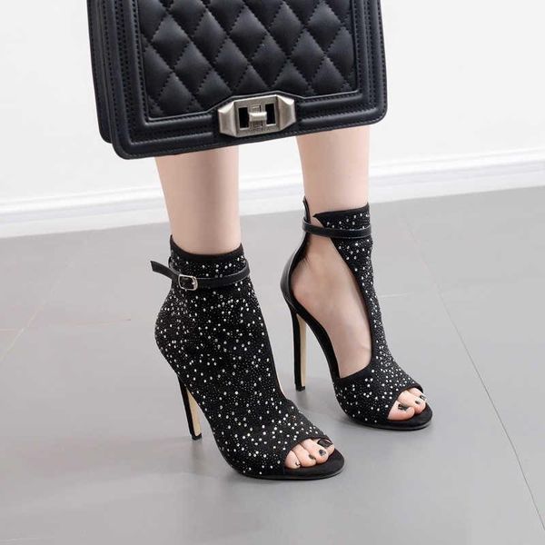 dress shoes large size women's fashion diamond hollow fish mouth cool boots high heel sandals, Black
dress shoes large size women's fashion diamond hollow fish mouth cool boots high heel sandals, Black