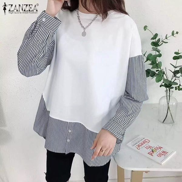 women's blouses & shirts autumn women casual work blusa striped printed shirt chic holiday chemise long sleeve patchwork femme baggy, White
women's blouses & shirts autumn women casual work blusa striped printed shirt chic holiday chemise long sleeve patchwork femme baggy, White