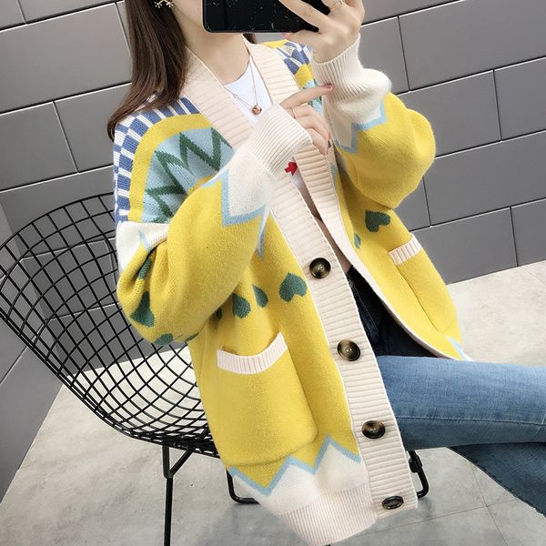 women's knits & tees sweater cardigan thickened medium length spring and autumn 2021 net red korean loose knitting lazy style coat, White
women's knits & tees sweater cardigan thickened medium length spring and autumn 2021 net red korean loose knitting lazy style coat, White