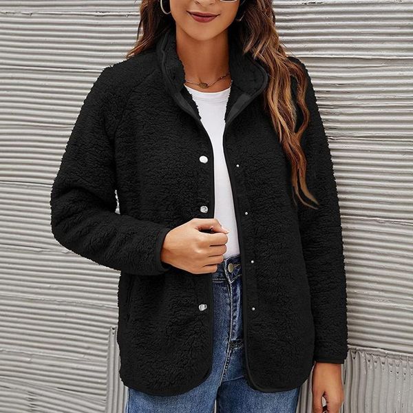 women's jackets casual fleece women coat single breasted stand collar vintage pure color female outwear coats, Black;brown
women's jackets casual fleece women coat single breasted stand collar vintage pure color female outwear coats, Black;brown
