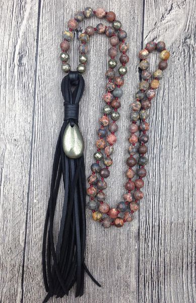 pendant necklaces ya2531 natural pyrite teardrop leather tassel leopard skin stone beads knot handmade necklace, Silver
pendant necklaces ya2531 natural pyrite teardrop leather tassel leopard skin stone beads knot handmade necklace, Silver