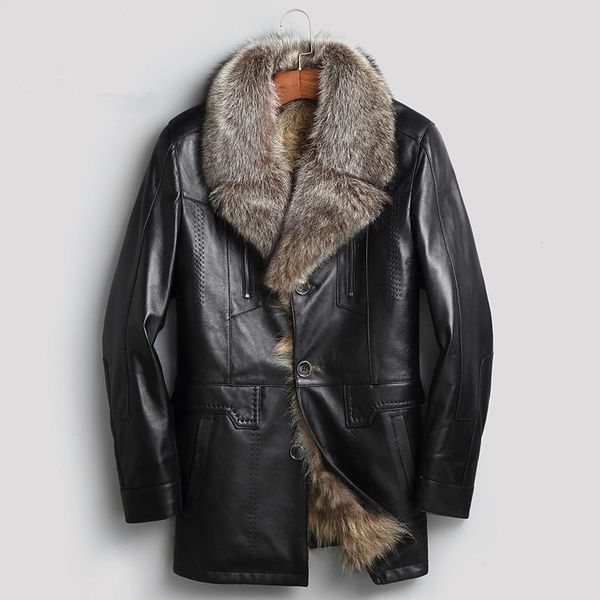 men's leather & faux genuine sheepskin winter jacket men natural raccoon fur coat luxury warm jackets chaqueta hombre my2772, Black
men's leather & faux genuine sheepskin winter jacket men natural raccoon fur coat luxury warm jackets chaqueta hombre my2772, Black