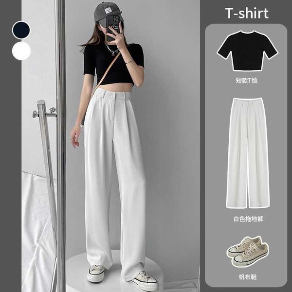 men's pants women's wide-leg high waist drooping 2021 summer loose white suit straight-leg ice silk mop thin, Black
men's pants women's wide-leg high waist drooping 2021 summer loose white suit straight-leg ice silk mop thin, Black