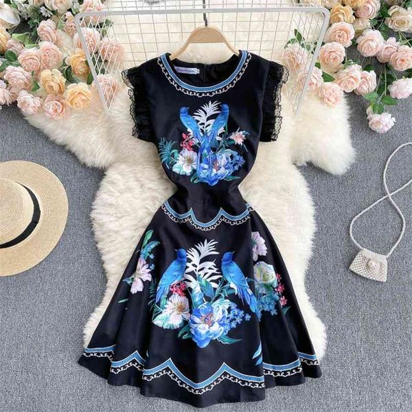 elegant deaigner summer dress for women women's lace ruffles sleeve floral bird print black vintage knee-length short dresses 210602, Black;gray
elegant deaigner summer dress for women women's lace ruffles sleeve floral bird print black vintage knee-length short dresses 210602, Black;gray