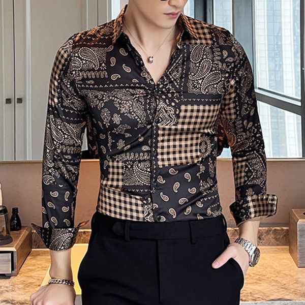 2021 spring black fashion baroque gold flower paisley designer shirt smoke dress shirts, White;black
2021 spring black fashion baroque gold flower paisley designer shirt smoke dress shirts, White;black